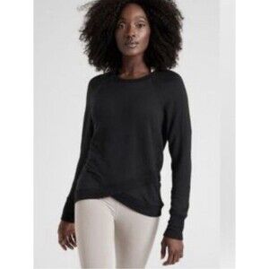 Athleta Black Long Sleeve Sweatshirt Criss Cross Tulip Athletic XS